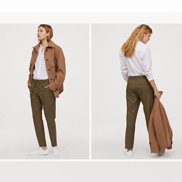 100% Linen Khaki Green Sage Pants - Picture 2 of 7